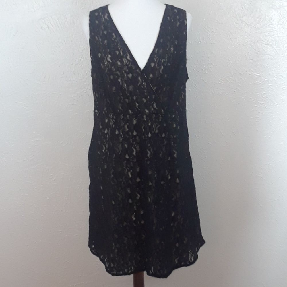 💋Lane Bryant 16 black lace bodycon stretch dress